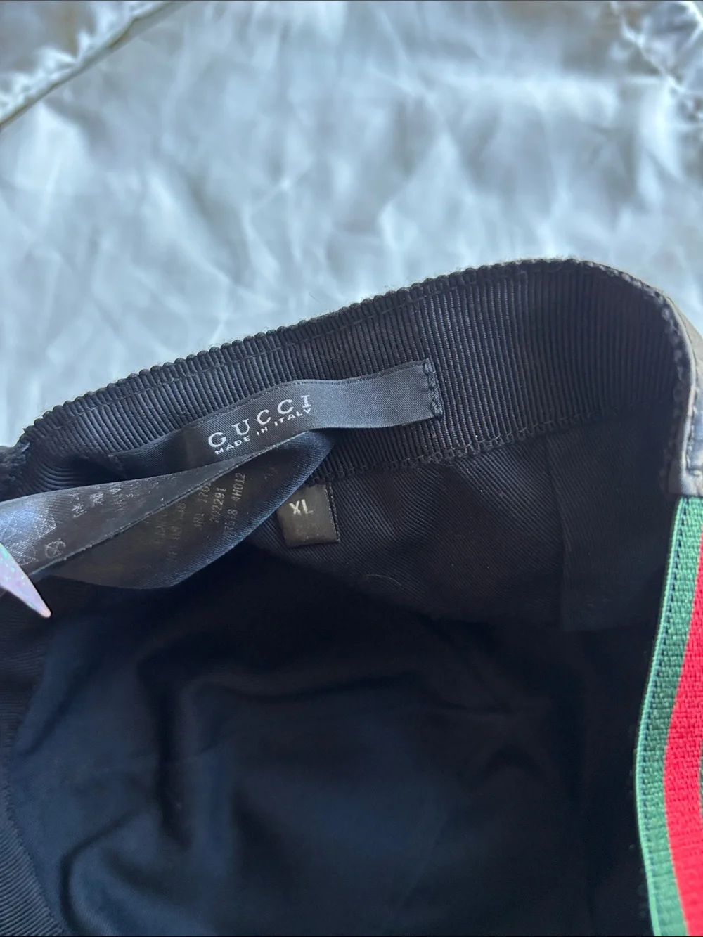 Gucci Black GG Monogram Satin Baseball Cap